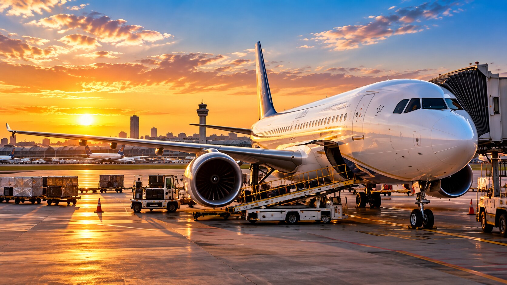 Commercial aircraft in flight